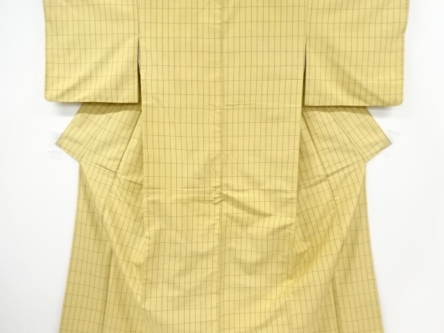 JAPANESE KIMONO / ANTIQUE KIMONO / SILK / FUSHI TSUMUGI / WOVEN GRID
